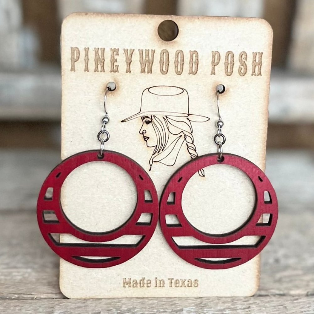Western boho wood earrings red